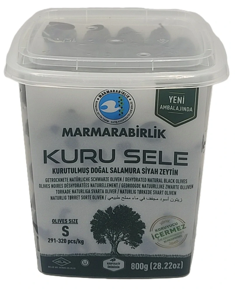 Marmarabirlik přírodní černé olivy s peckou 800g (S)